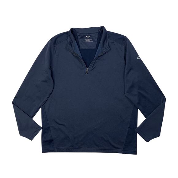Oakley Sweatshirt Mens L Large Navy Range Pullover Fleece Lined Quarter Zip Golf - Picture 1 of 10